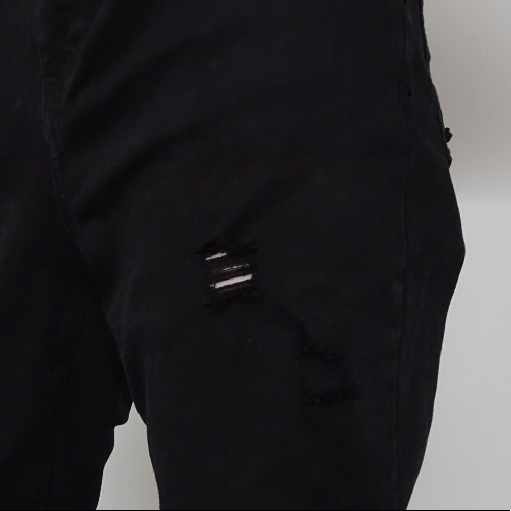 DISTRESSED DARK WASHED BLACK OVERALLS - Picture 7 of 7